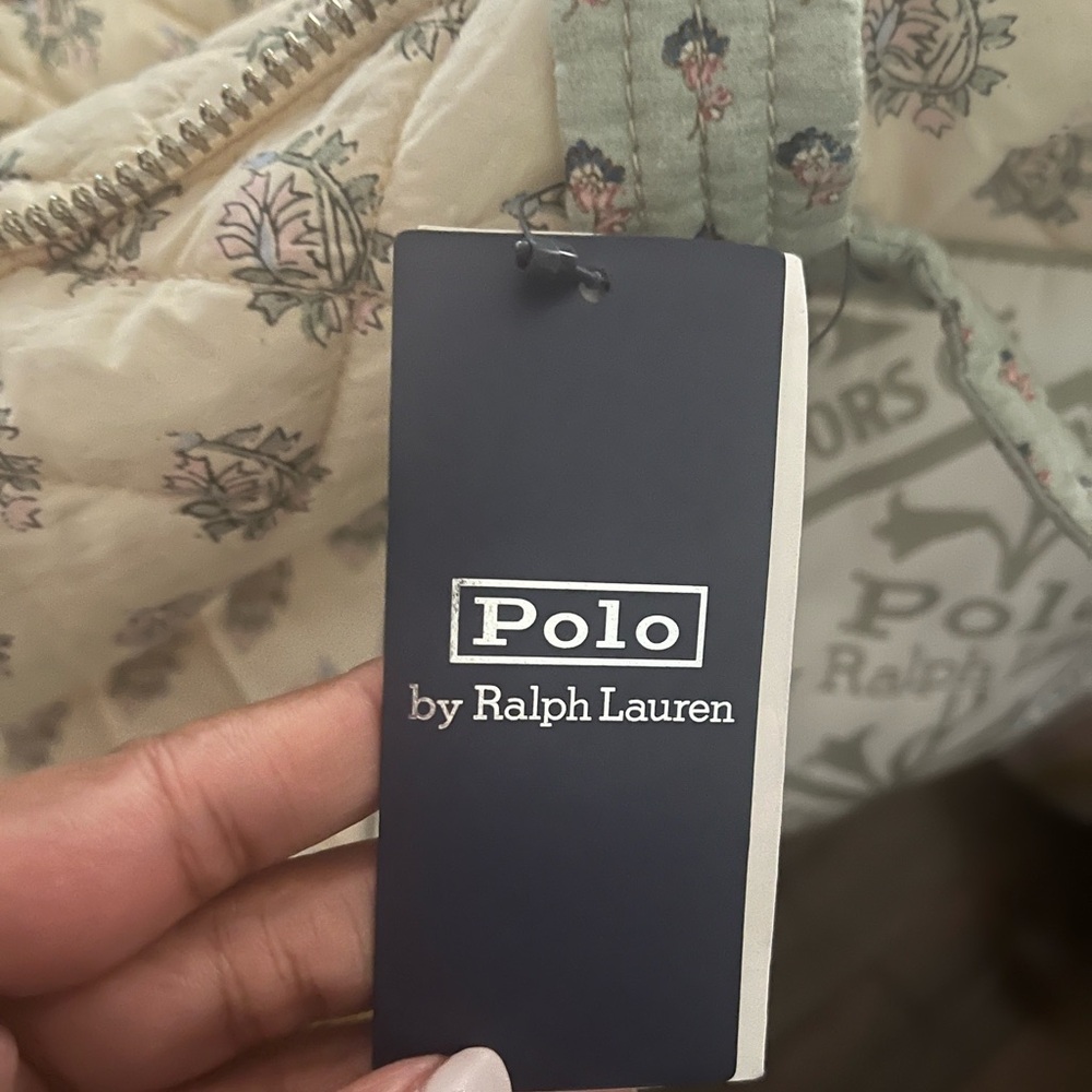 Polo by Ralph Lauren Cream Tote with Sage Green Print - Picture 2 of 5